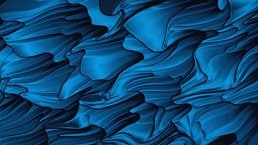 تصویر متحرک خطوط آبی مواج که با استفاده از کد کامپیوتری تولید شده است